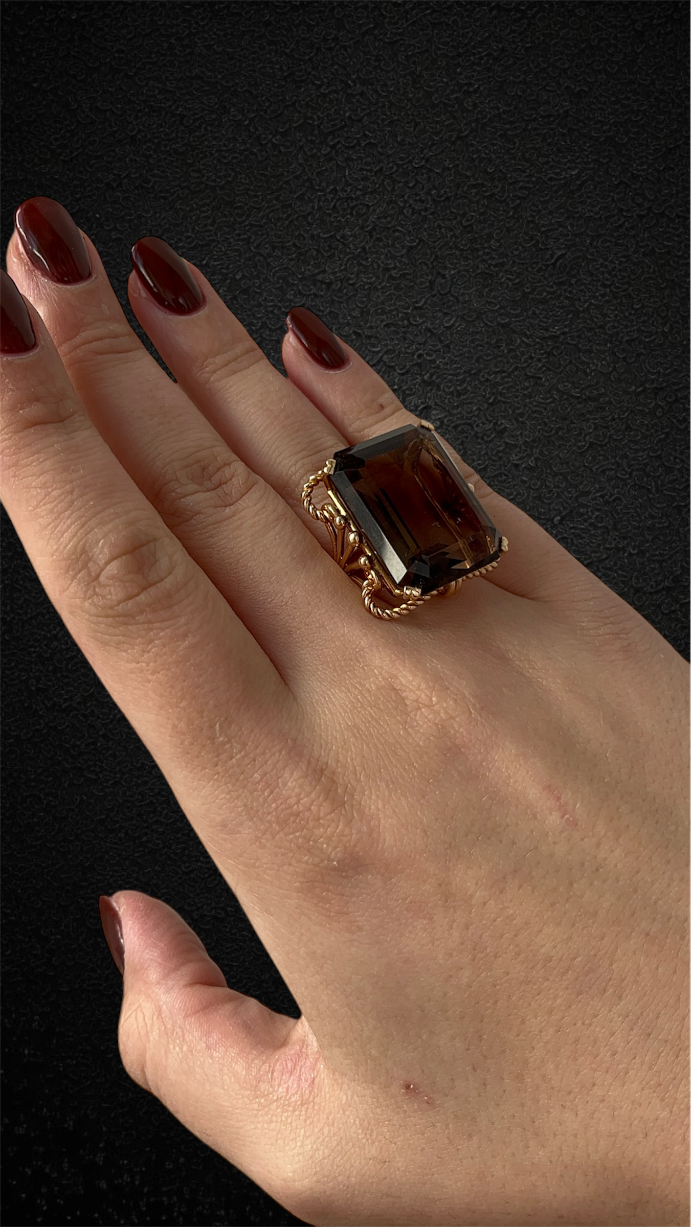 Huge morion quartz ring, about 1940