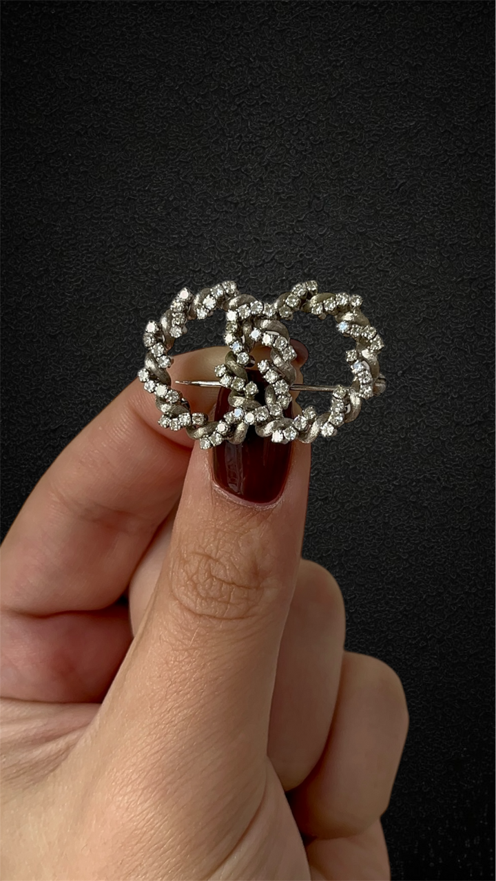 Spilla a Doppio Cerchio con Diamanti