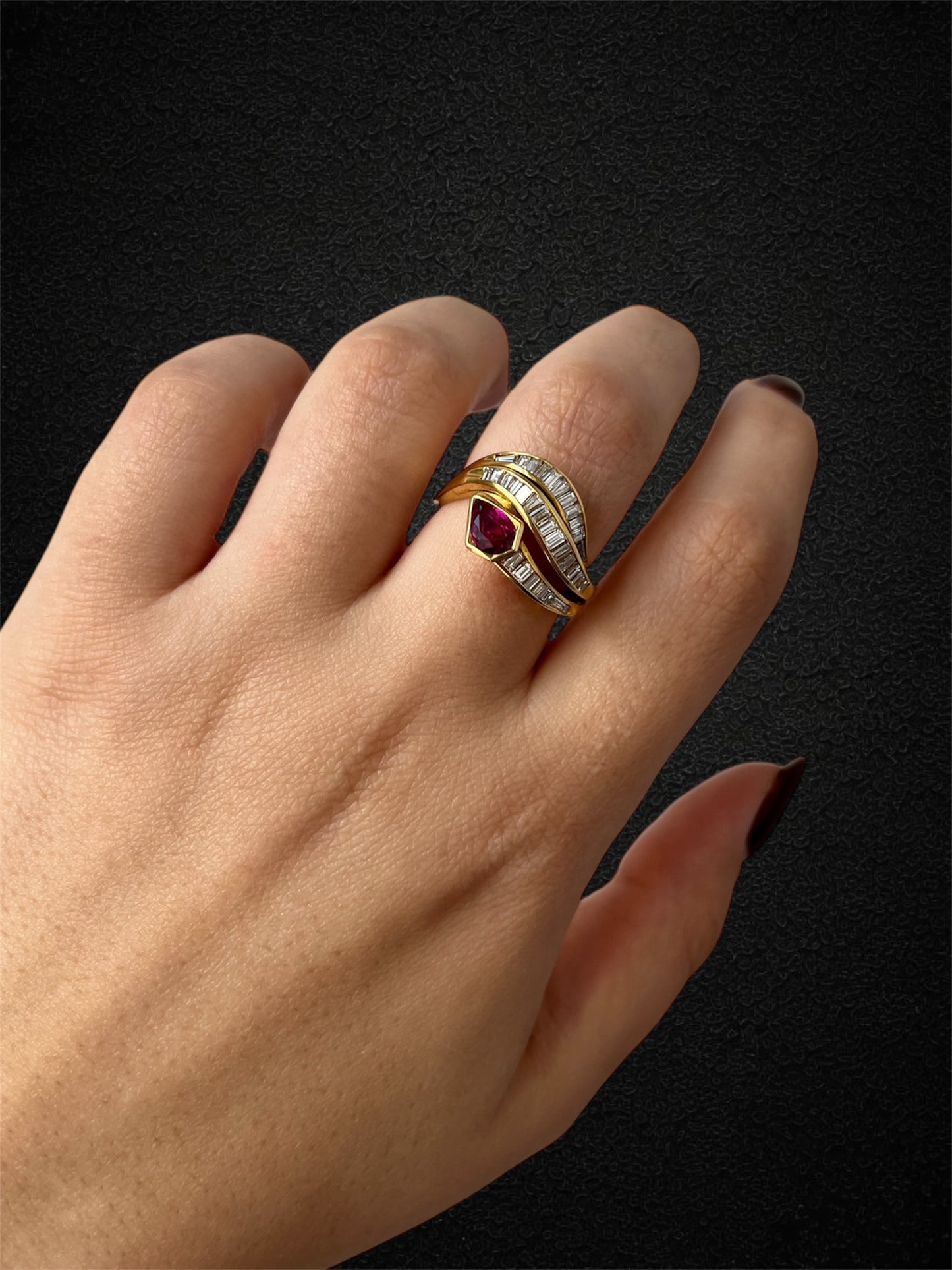 Ruby and diamond snake ring