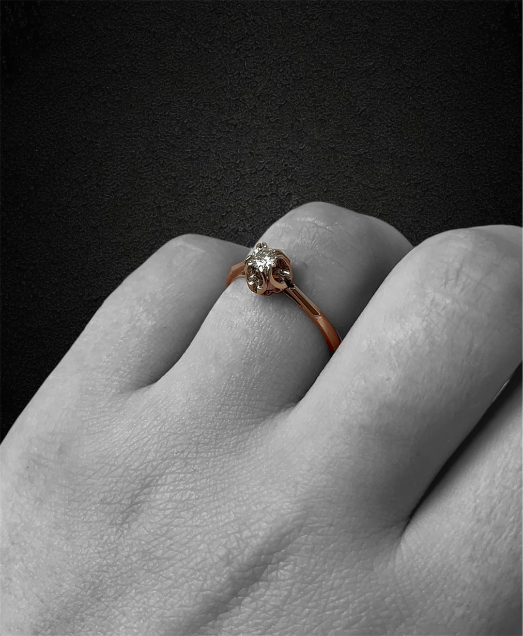 Anello con Solitario di Diamante, ct. 0,17