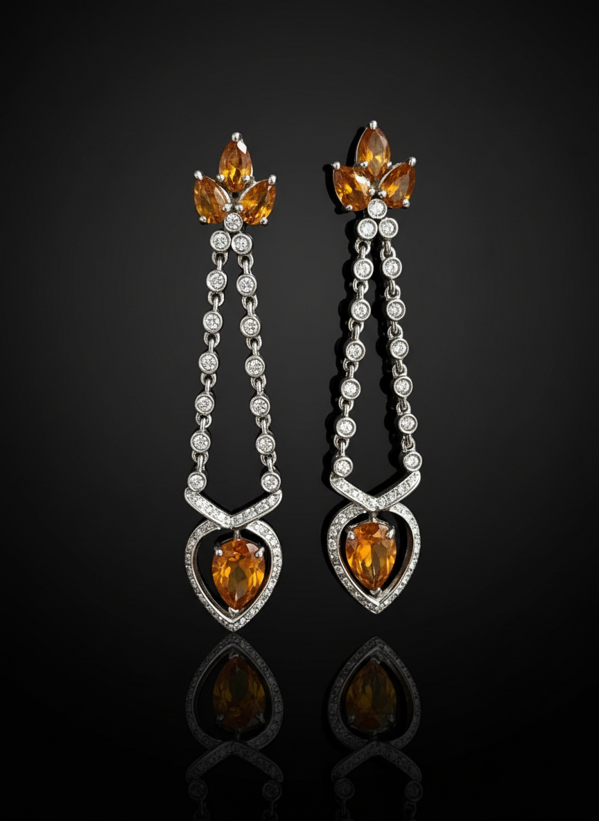 Set Collier e Orecchini con Topazi e Diamanti