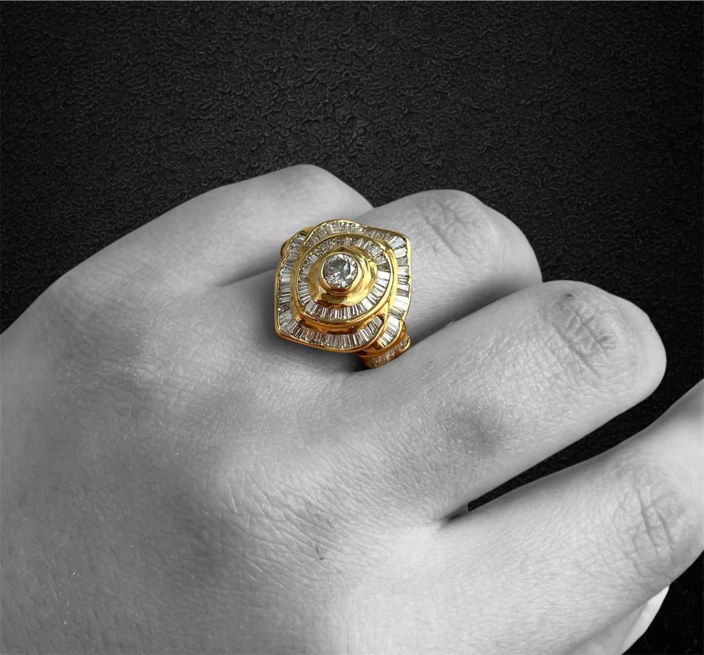 Yellow gold and diamond ring