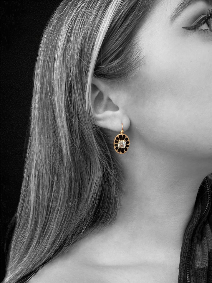 Orecchini Pendenti con Smalti Neri, Impero Austroungarico