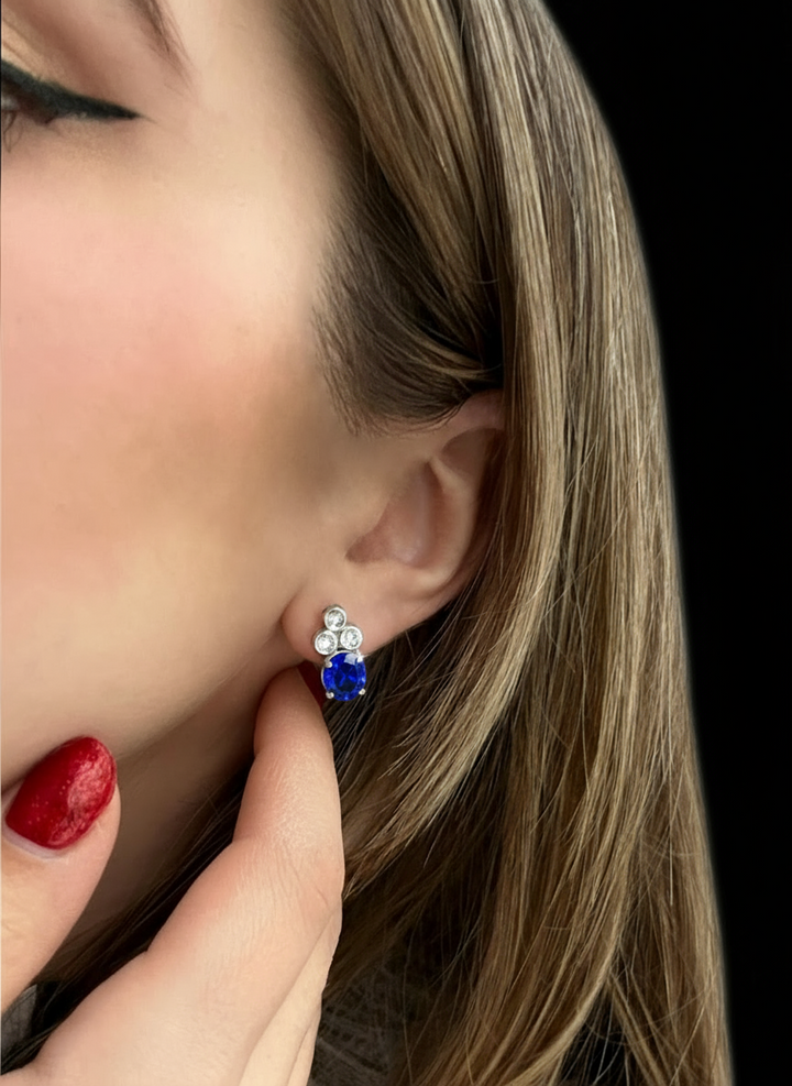 Orecchini Pendenti Zaffiri e Diamanti