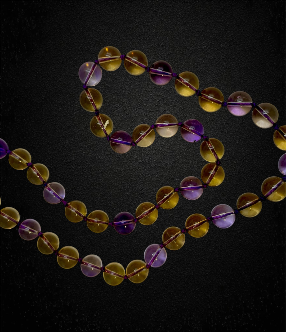 Collana di perle di quarzo ametista e citrino alternate