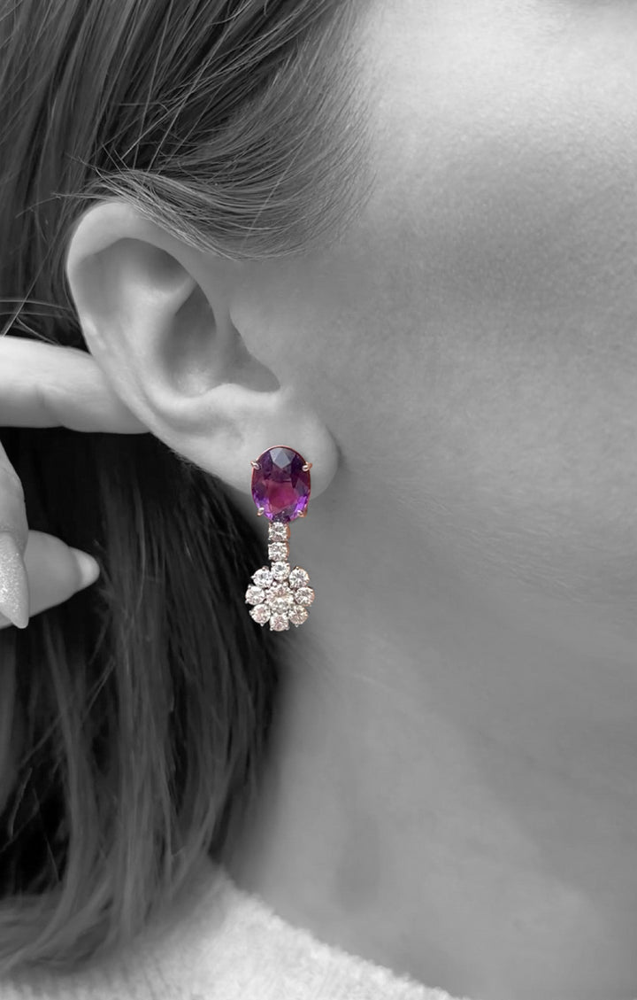 Amethyst and Diamond Drop Earrings