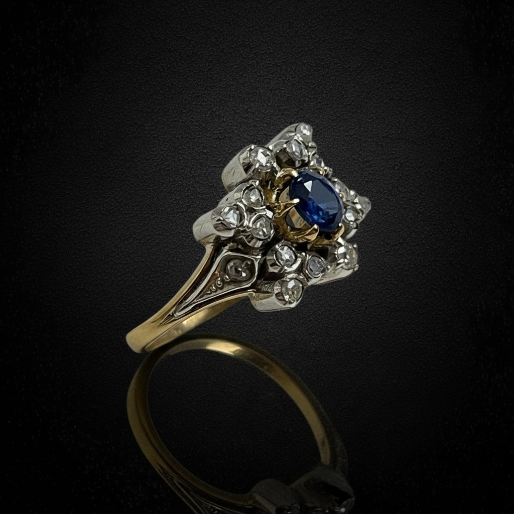 Anello Stellato con Zaffiro e Diamanti