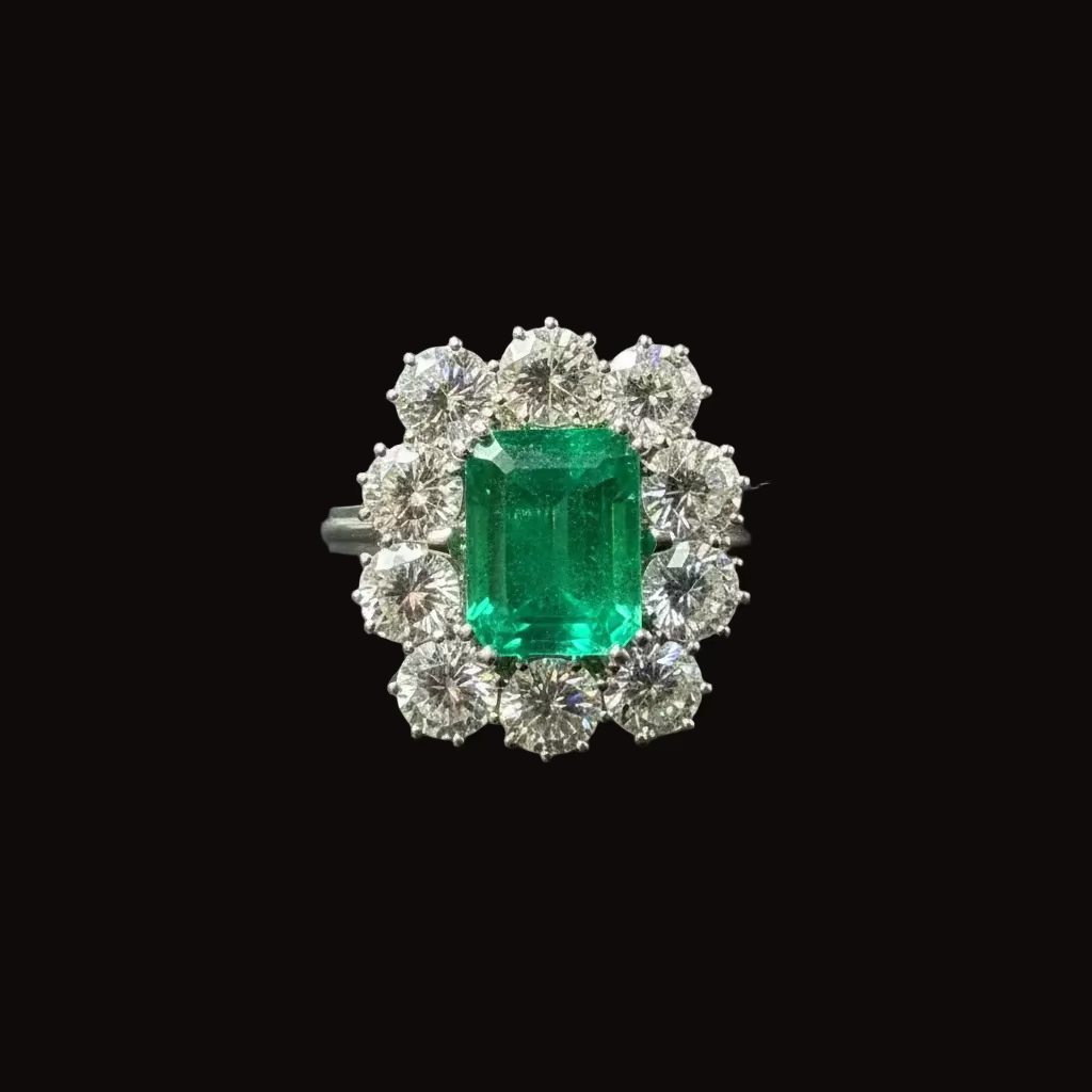 Anello "Margherita" con Smeraldo Colombiano e Diamanti