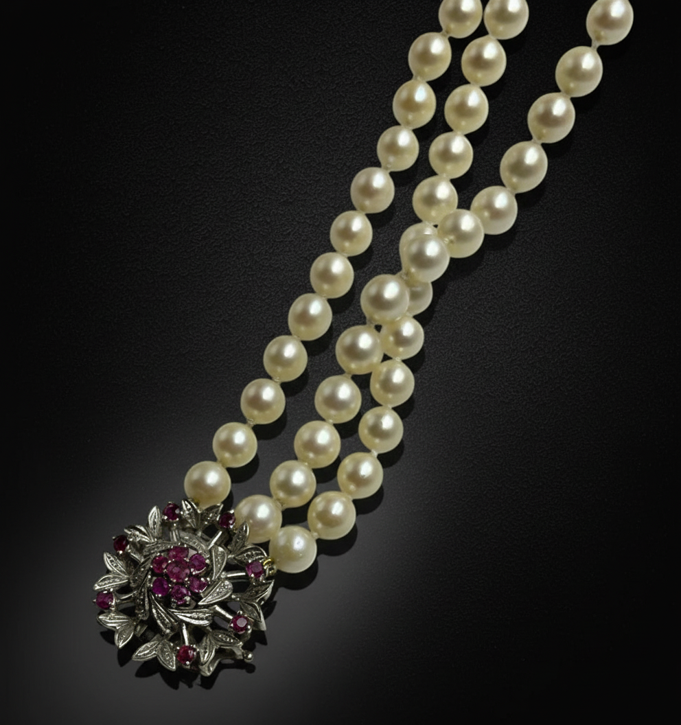 Bracciale Novecentesco a Tre Fili di Perle