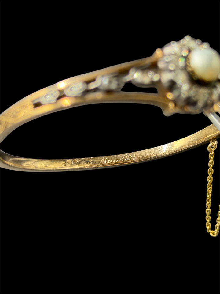 Bracciale viennese con perla e diamanti. Fine XIX secolo