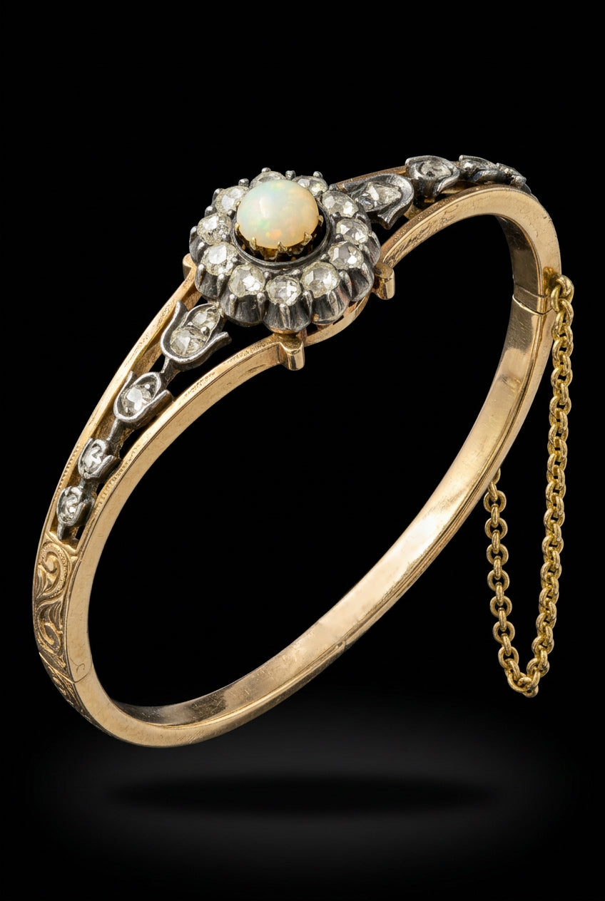 Bracciale viennese con perla e diamanti. Fine XIX secolo