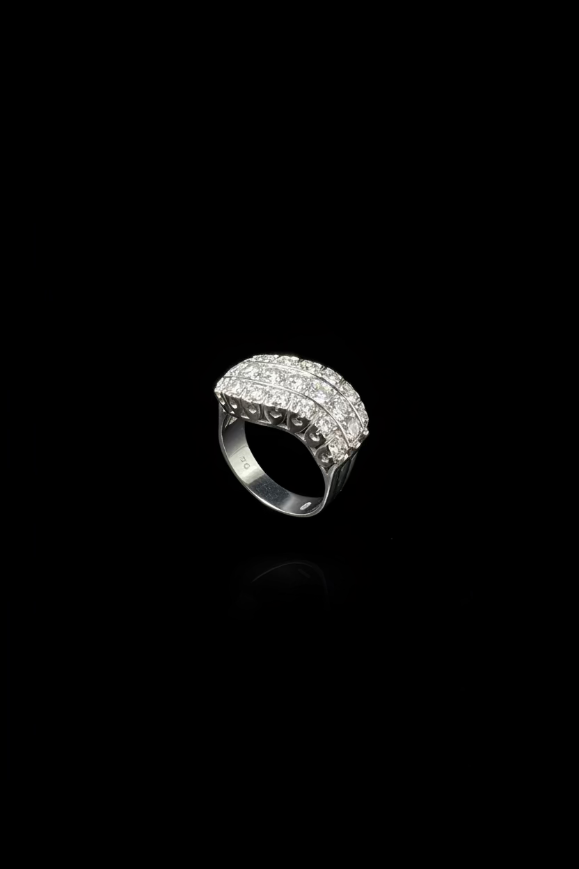 Anello a onda con diamanti