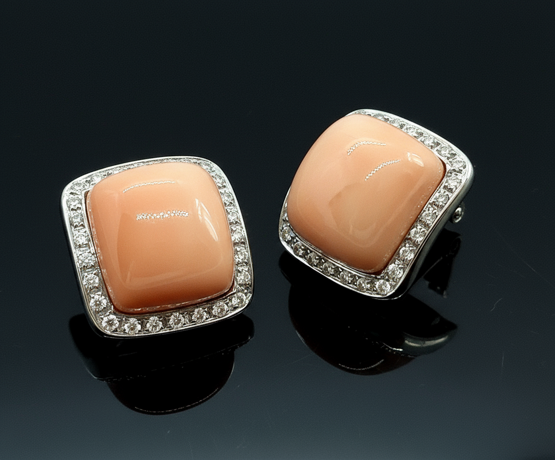 Raffinati Orecchini Italiani in Corallo Rosa