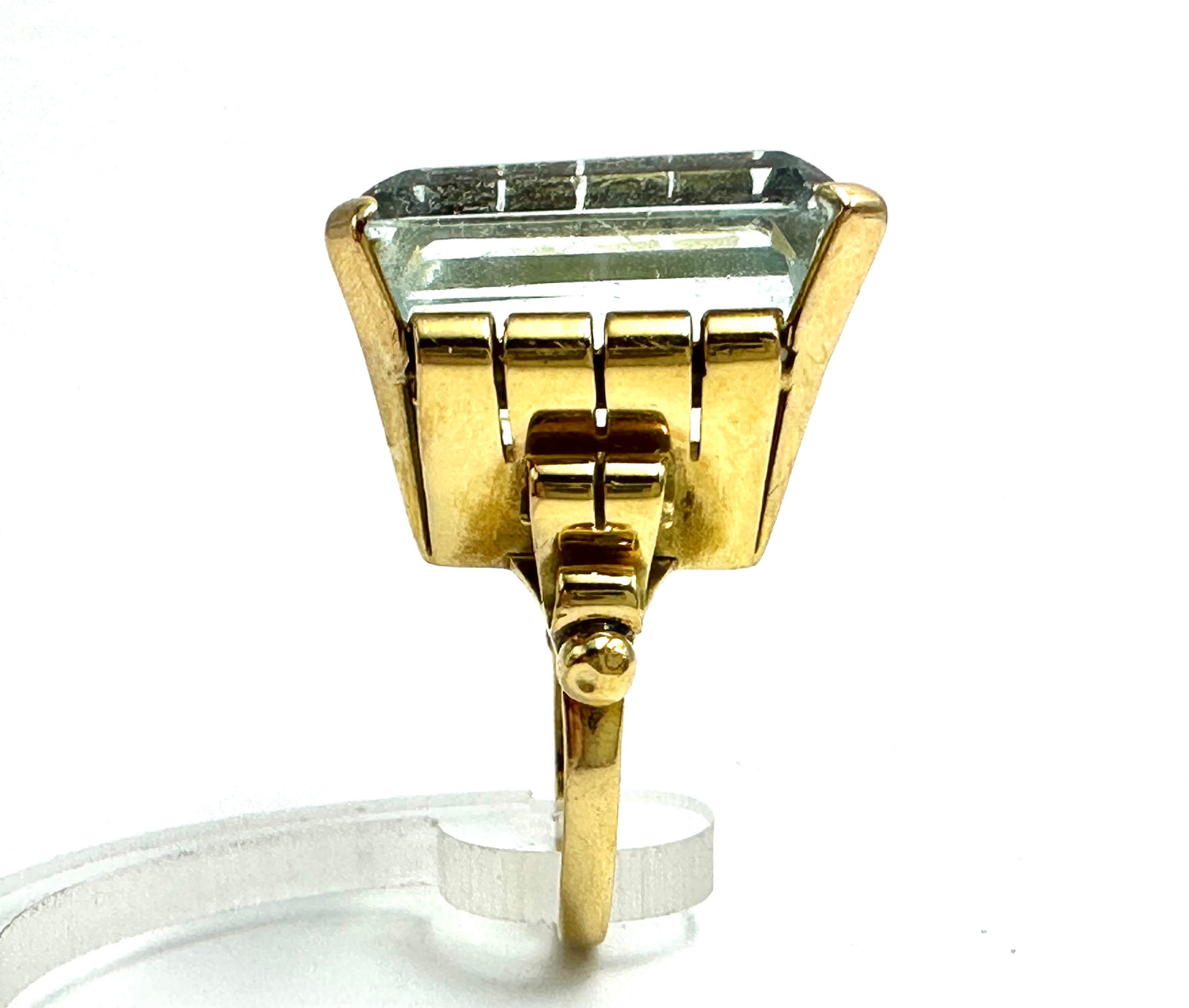 Huge aquamarine (35 ct.) ring, emerald cut.