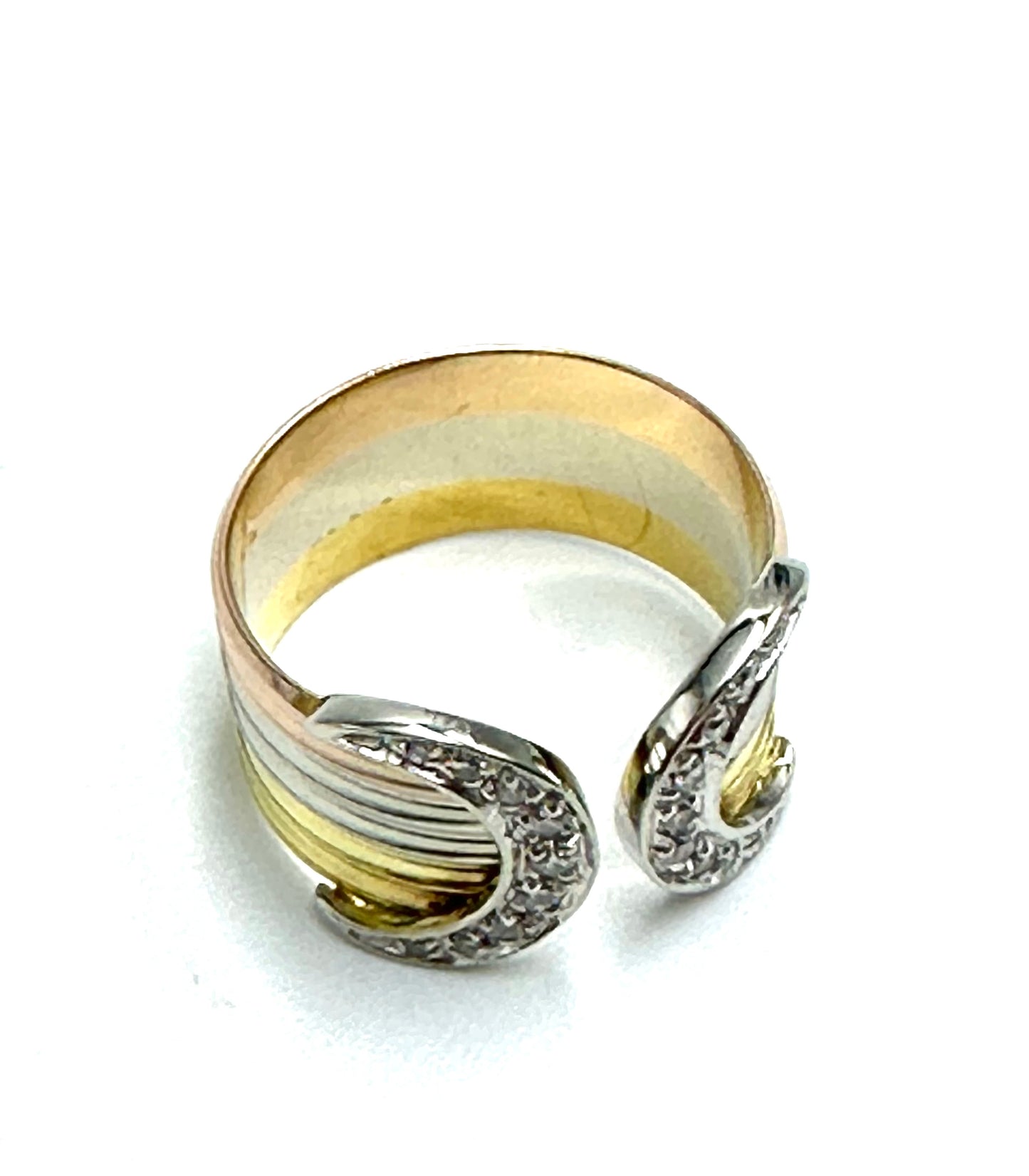 Rose, yellow and white gold band