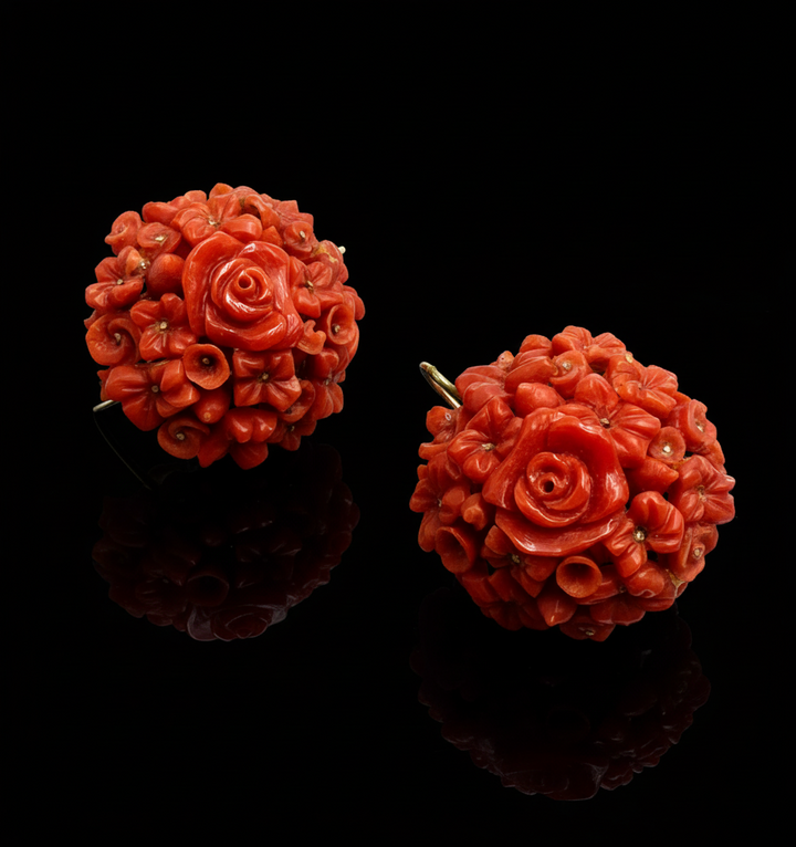 Ancient Sicilian coral earrings