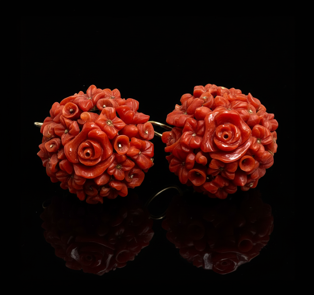 Ancient Sicilian coral earrings