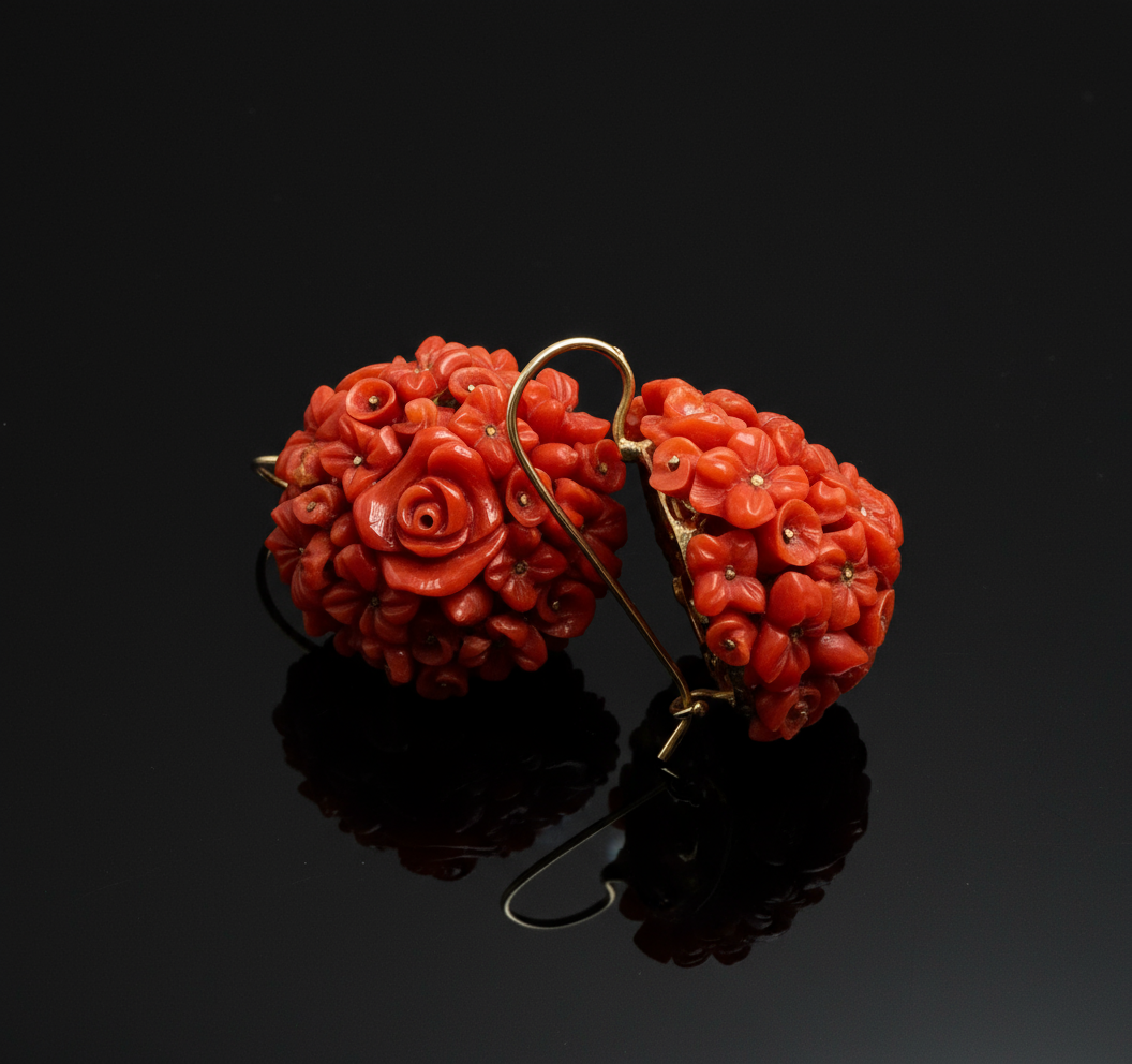 Ancient Sicilian coral earrings