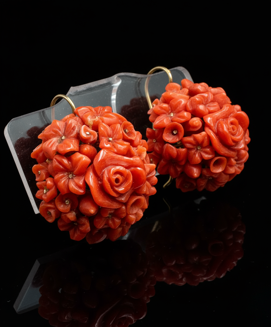 Ancient Sicilian coral earrings