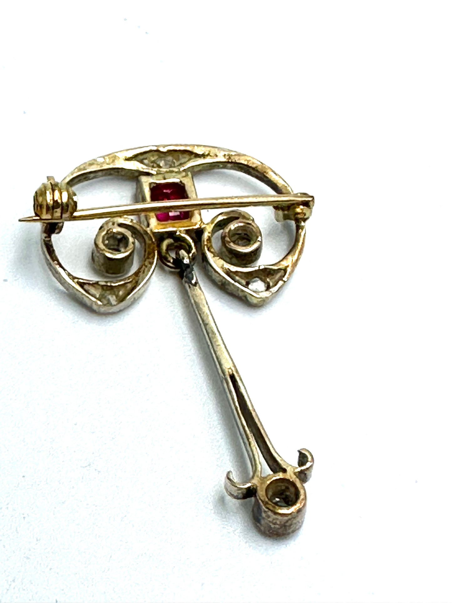 Art nouveau pendant, ruby and diamonds