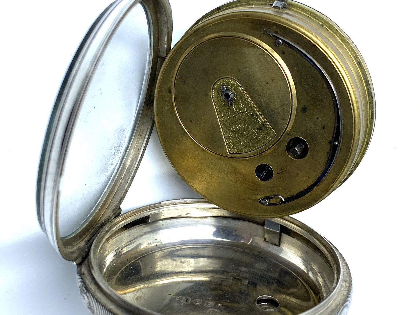 English pocket watch, silver case