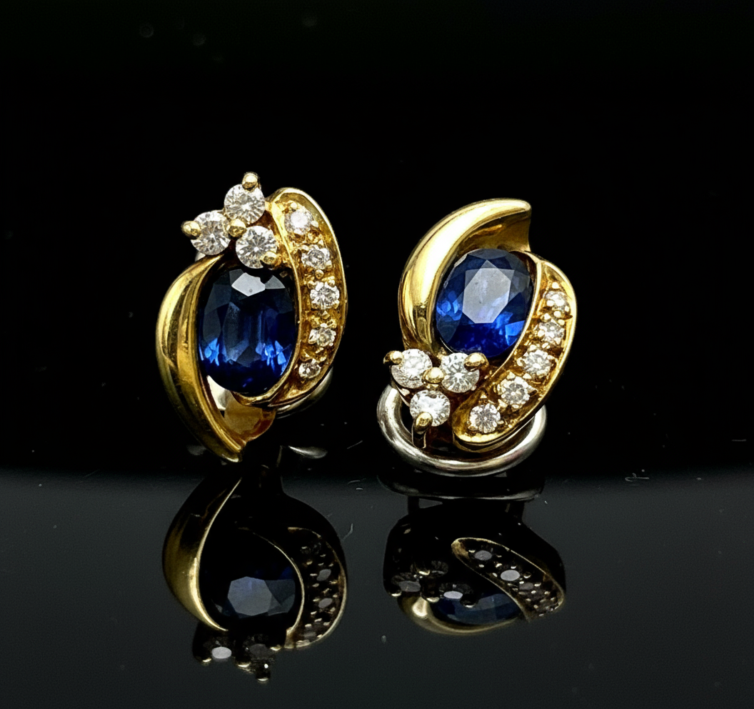 Orecchini a Clip Diamanti e Zaffiri