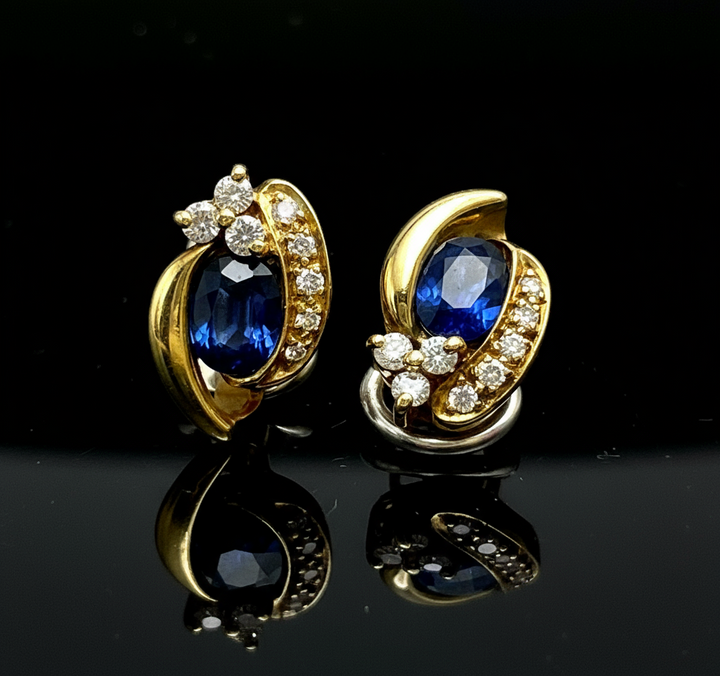 Orecchini a Clip Diamanti e Zaffiri