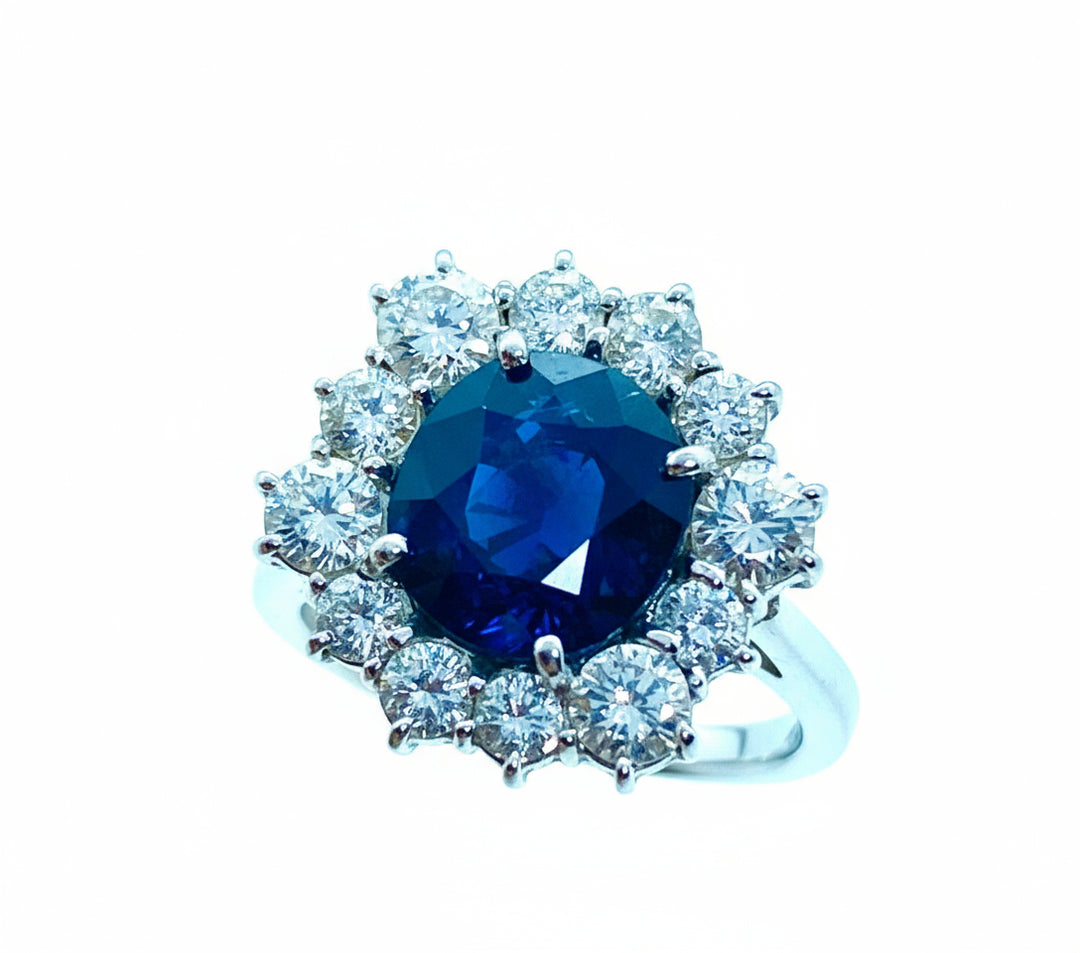 Anello Esagonale a Margherita di Zaffiro