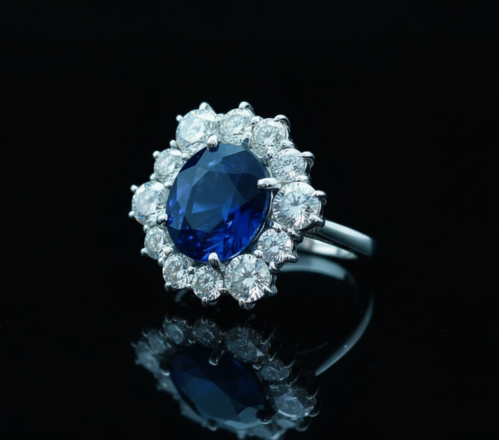 Anello Esagonale a Margherita di Zaffiro