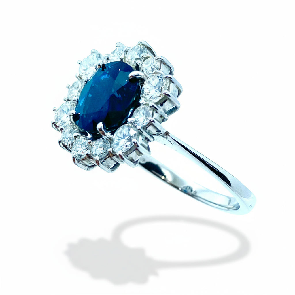 Anello Esagonale a Margherita di Zaffiro