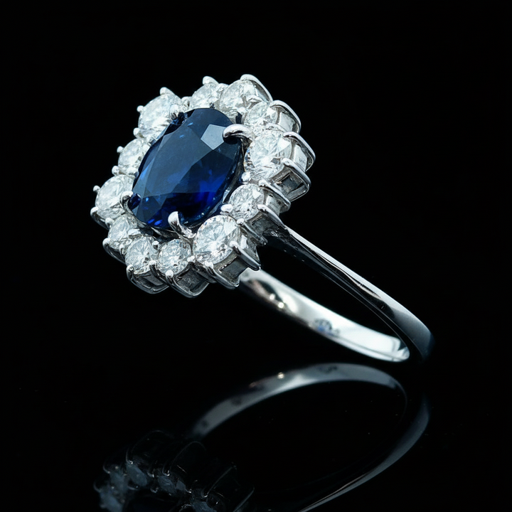 Anello Esagonale a Margherita di Zaffiro