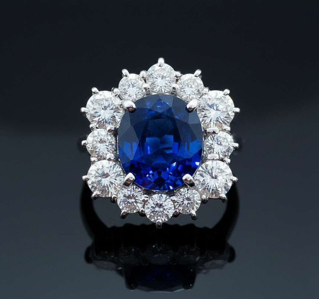 Anello Esagonale a Margherita di Zaffiro