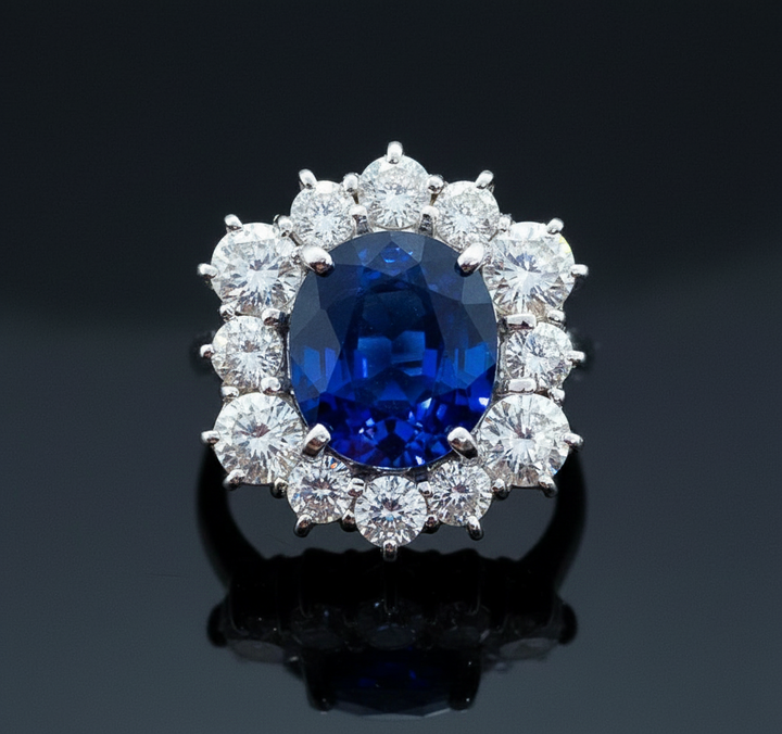 Anello Esagonale a Margherita di Zaffiro