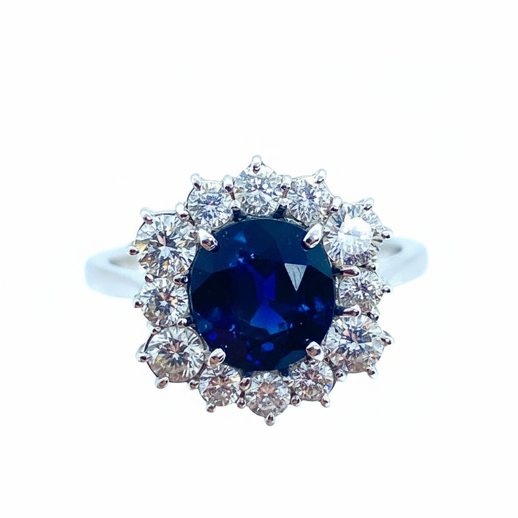 Anello Esagonale a Margherita di Zaffiro