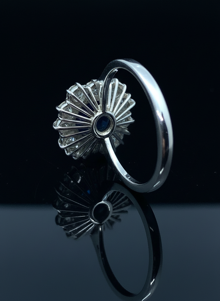 Anello Esagonale a Margherita di Zaffiro