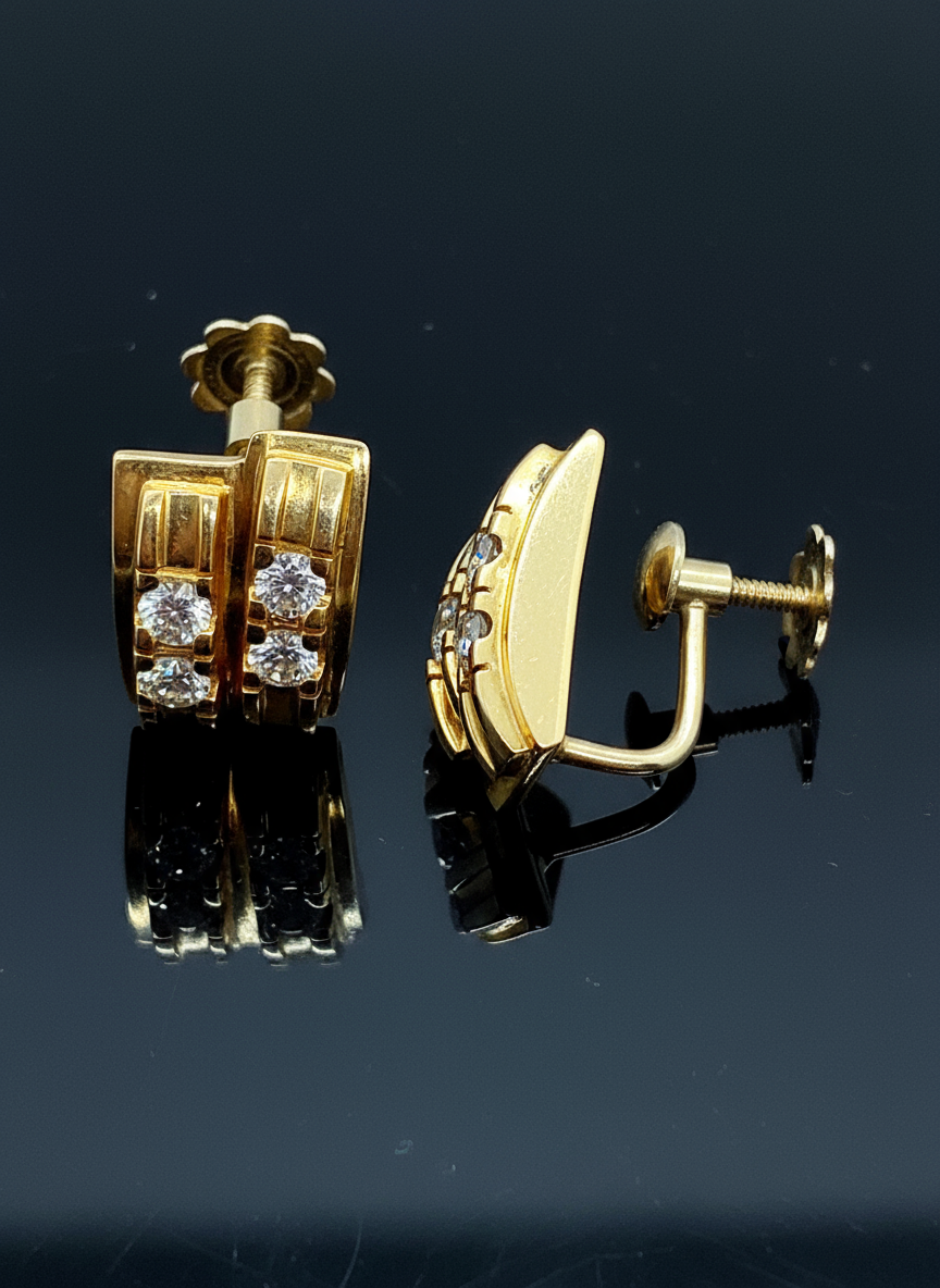Diamond clip earrings