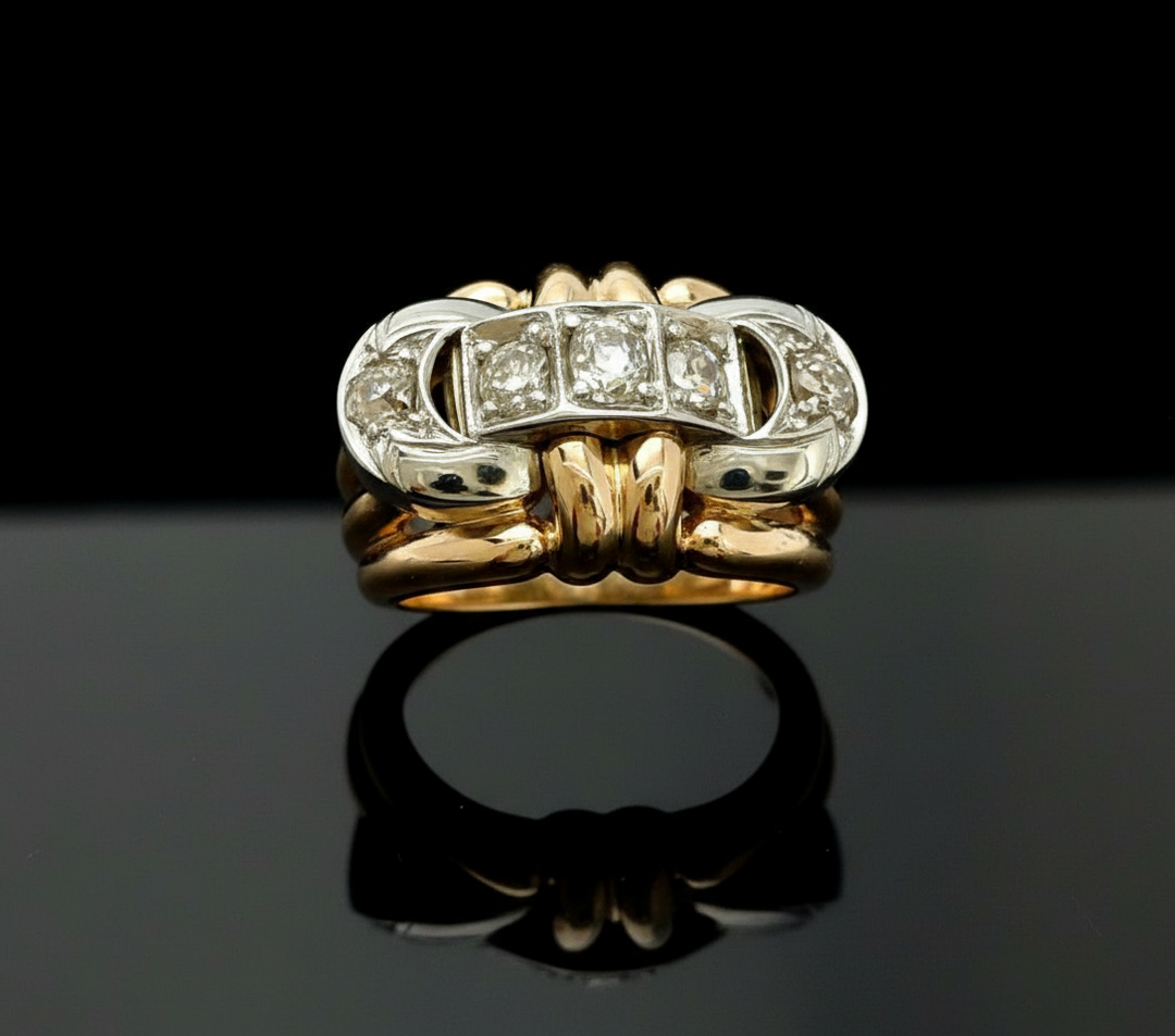 Anello a Fascia con Diamanti in Stile Art Déco