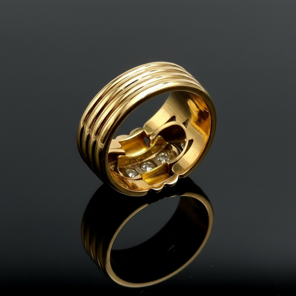 Anello a Fascia con Diamanti in Stile Art Déco