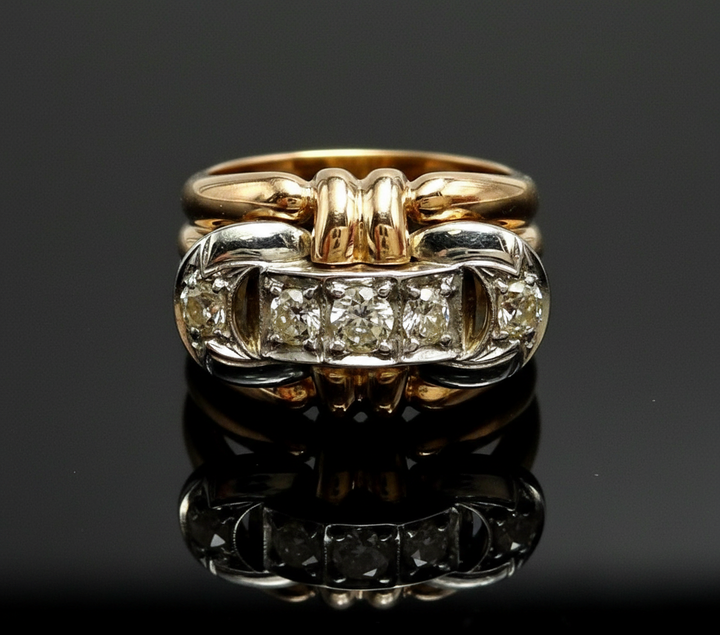 Anello a Fascia con Diamanti in Stile Art Déco