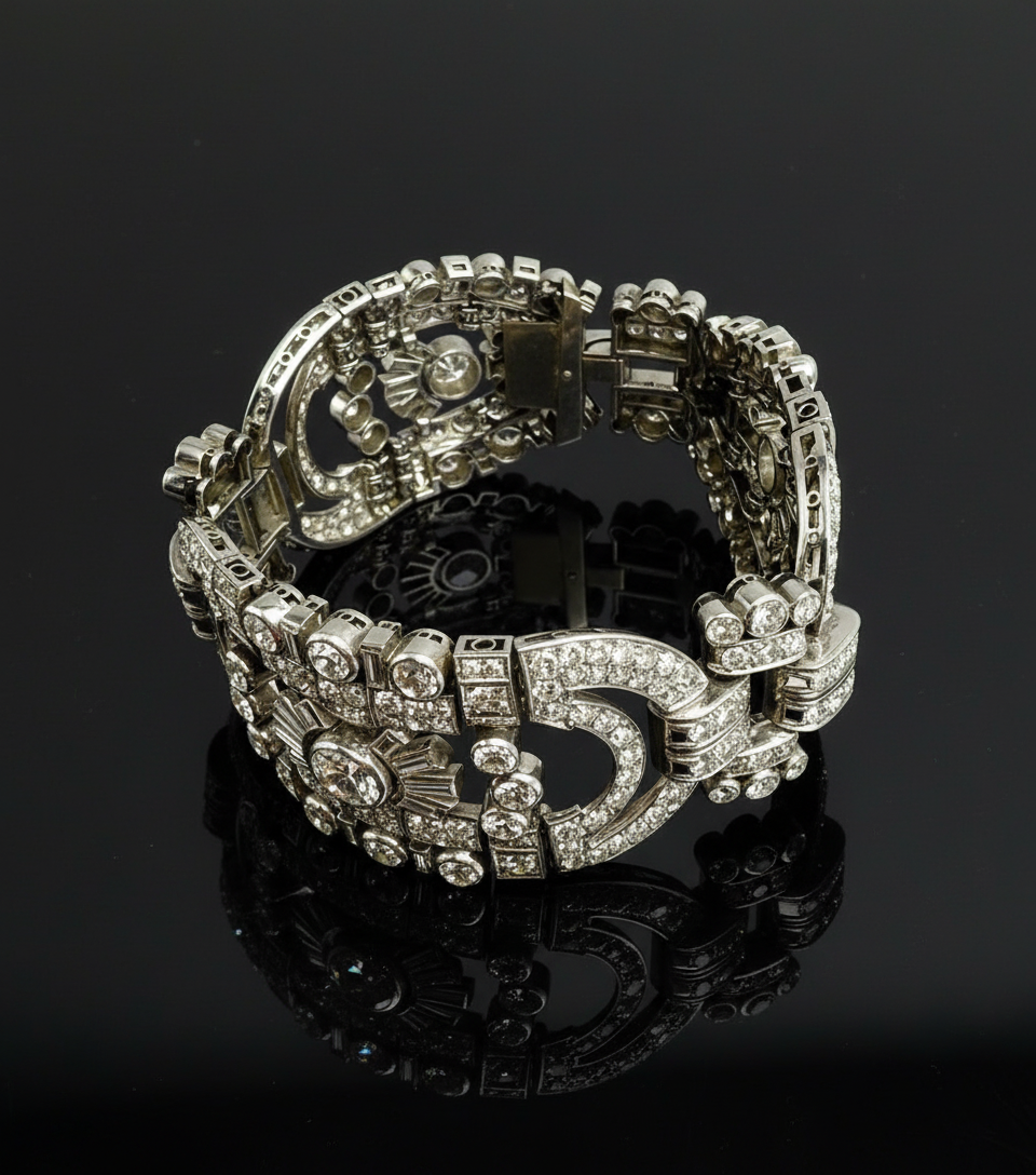 Rare art deco bracelet with diamonds, over 28 ct. Austro-Hungarian Empire