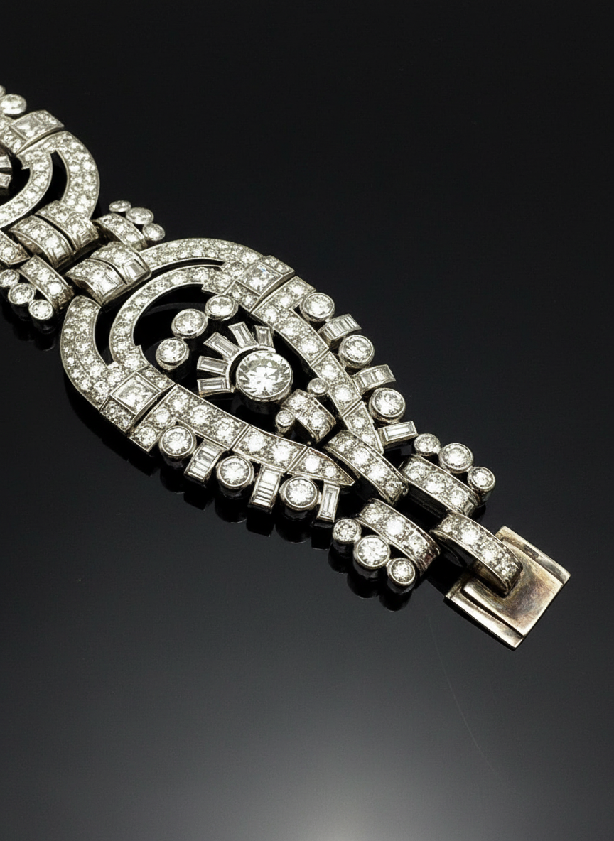Rare art deco bracelet with diamonds, over 28 ct. Austro-Hungarian Empire