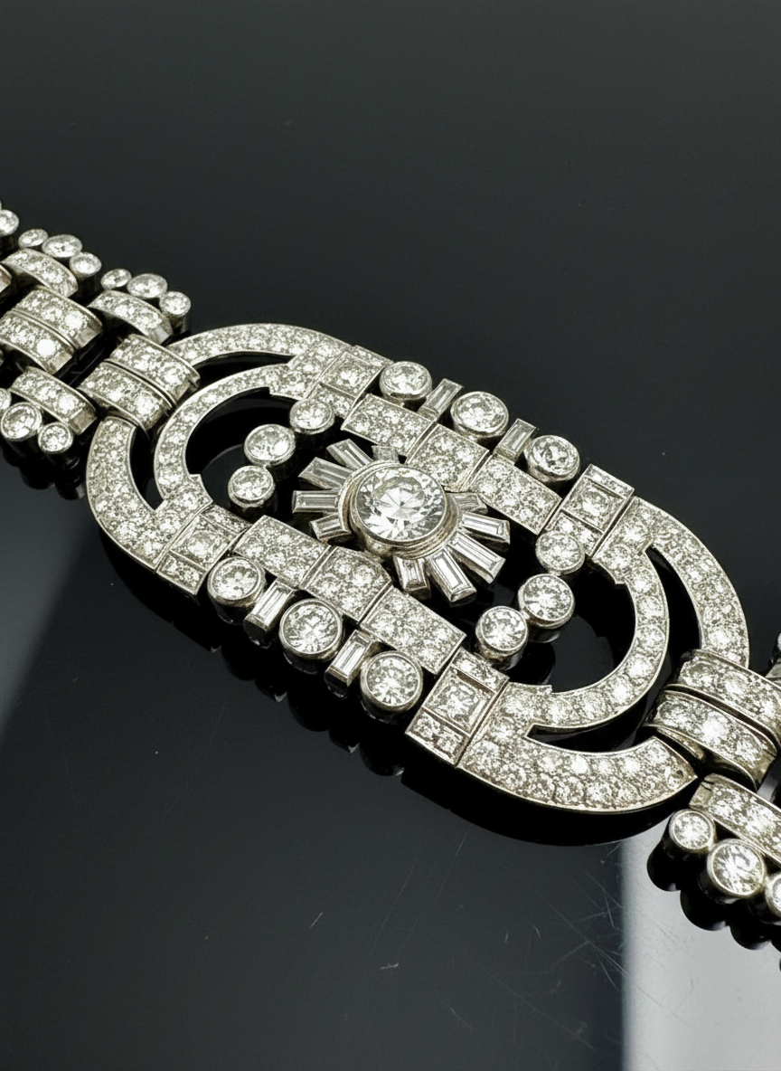 Rare art deco bracelet with diamonds, over 28 ct. Austro-Hungarian Empire