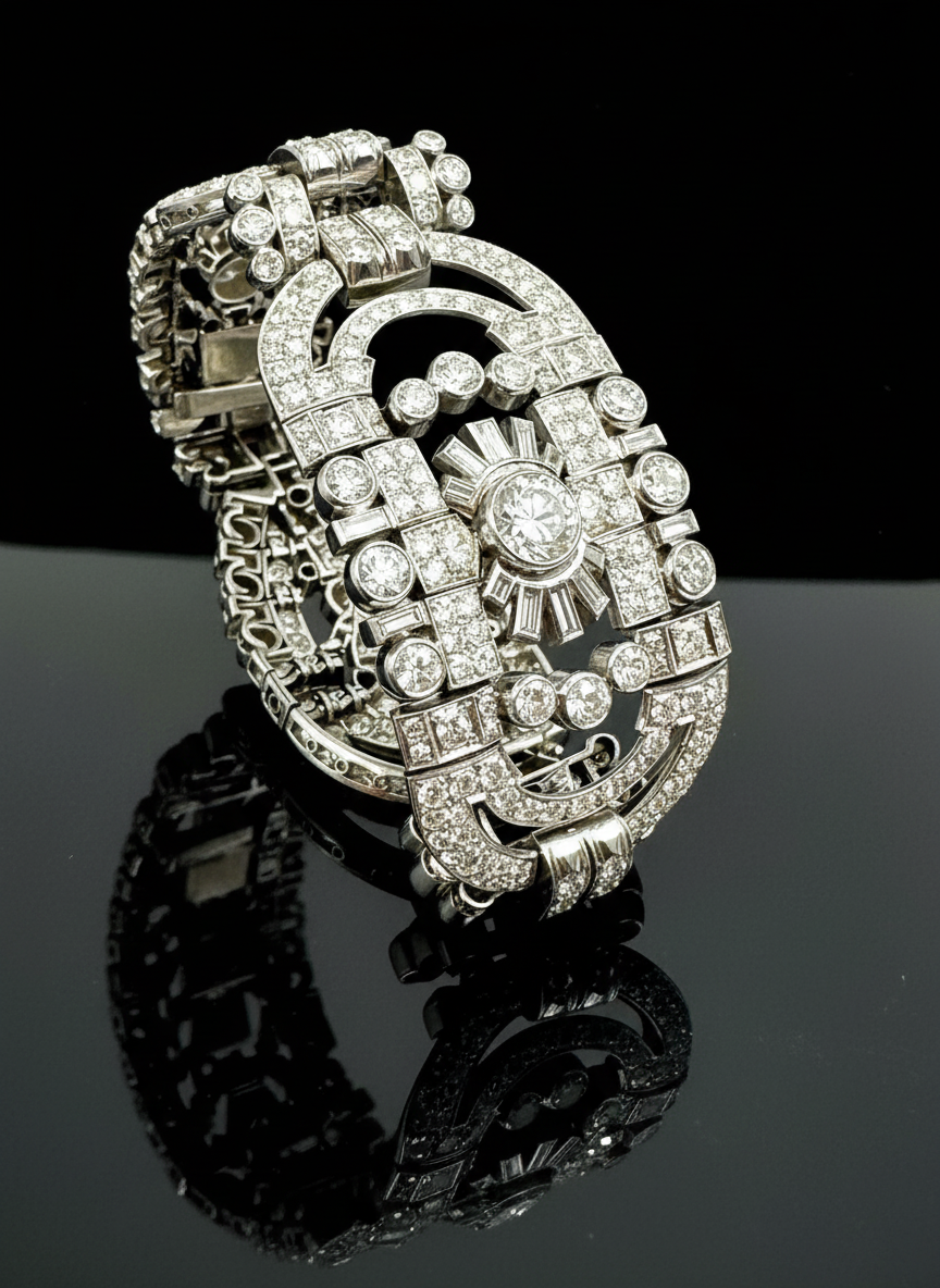 Rare art deco bracelet with diamonds, over 28 ct. Austro-Hungarian Empire