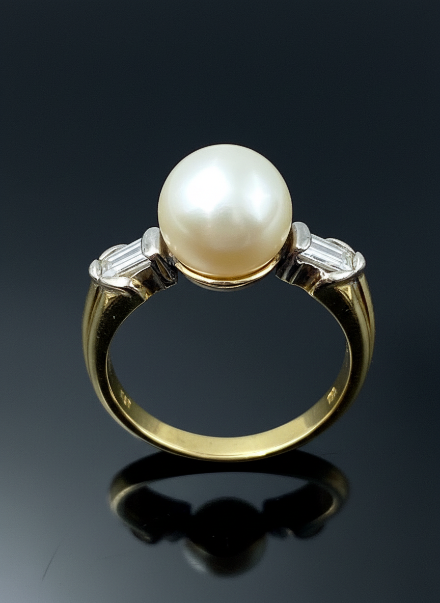 Anello con Perla e Diamanti