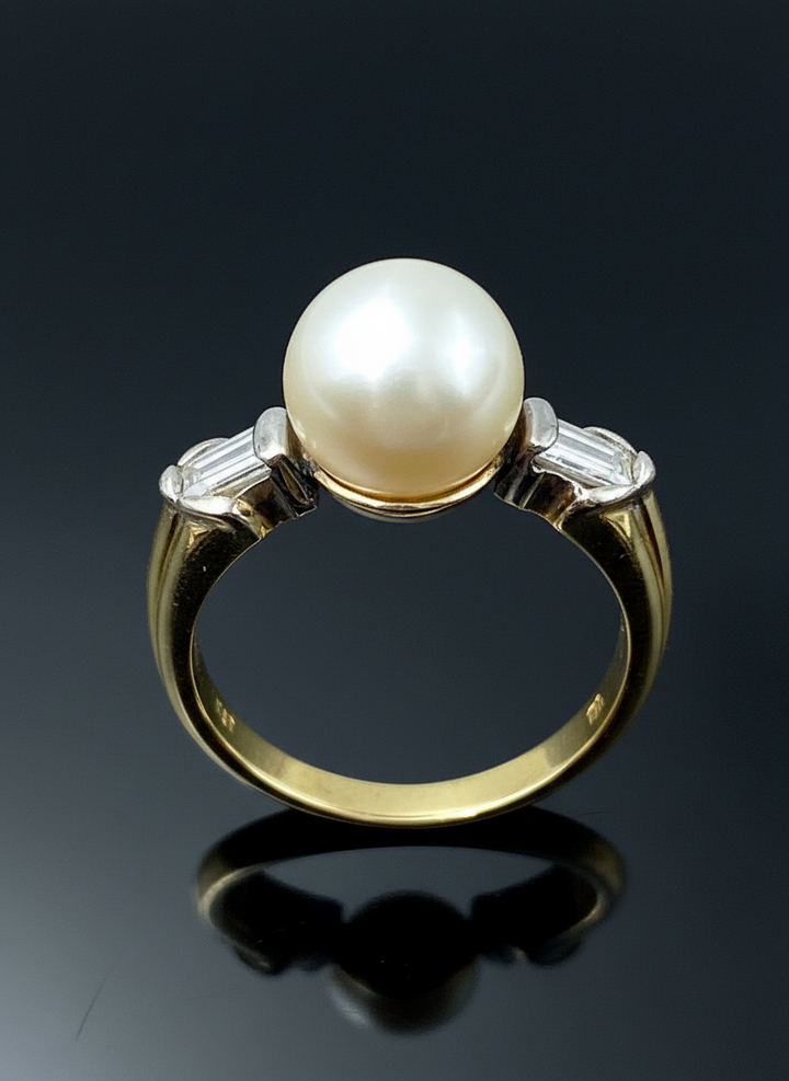 Anello con Perla e Diamanti