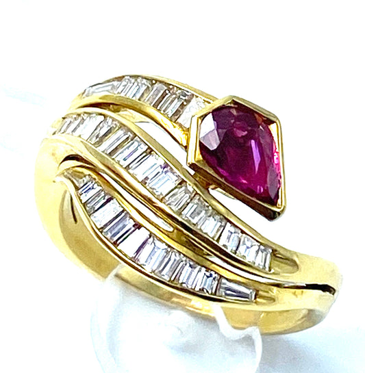 Ruby and diamond snake ring