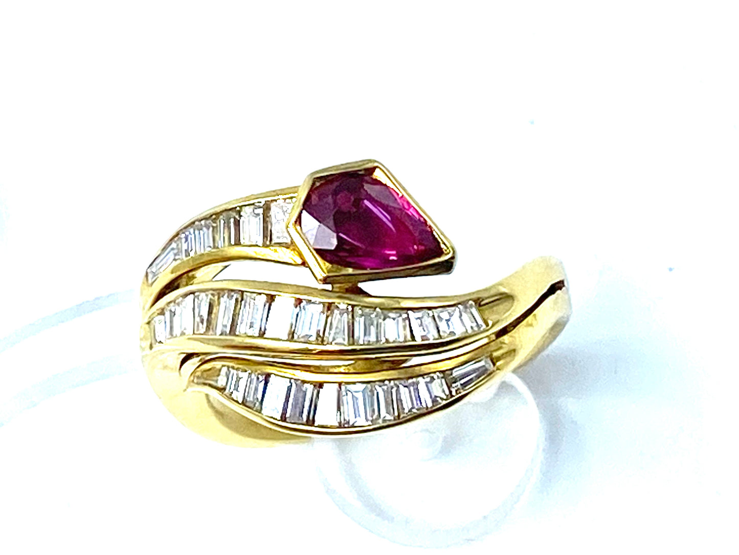 Ruby and diamond snake ring