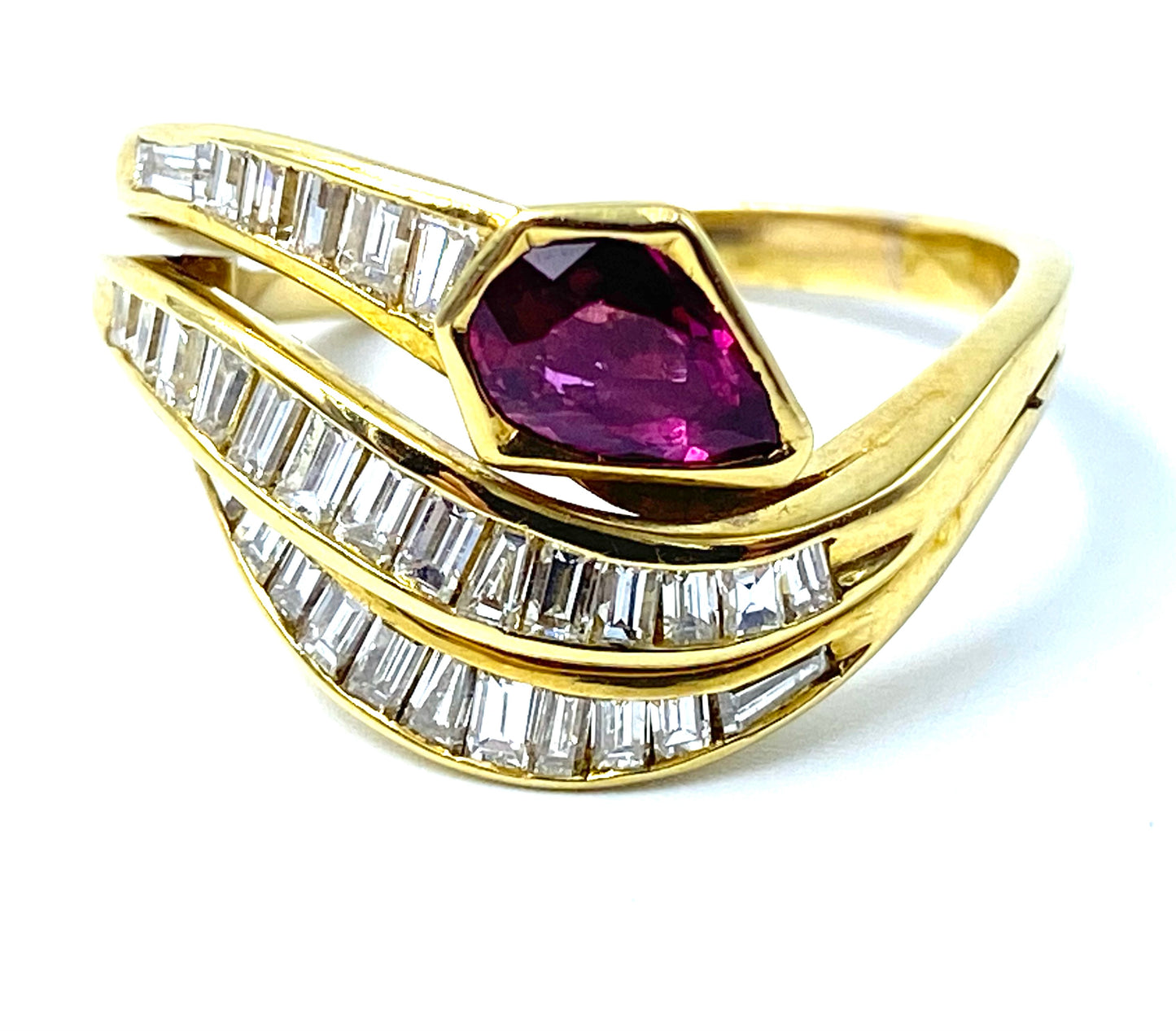 Ruby and diamond snake ring