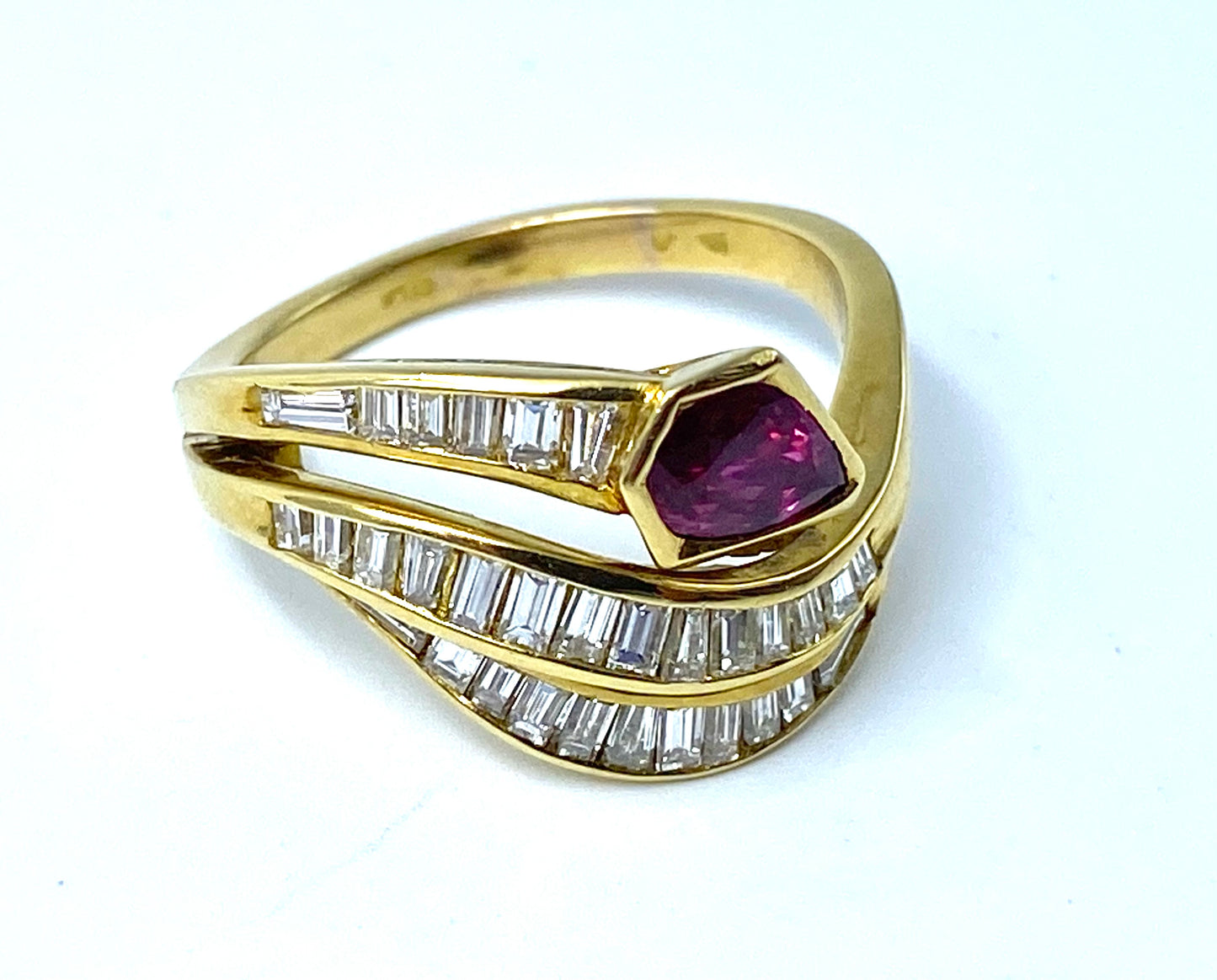 Ruby and diamond snake ring