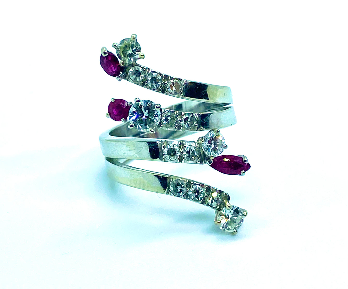 Ruby and diamonds design snake ring